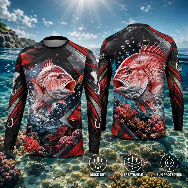 3D Print Casual Long Sleeve Re - Fishing Shirt Uv Protection ulasan dan harga