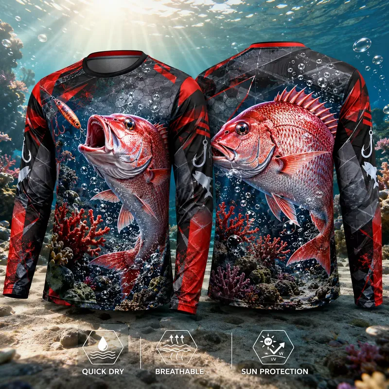3D Print Casual Long Sleeve Re - Fishing Shirt Uv Protection ulasan dan harga