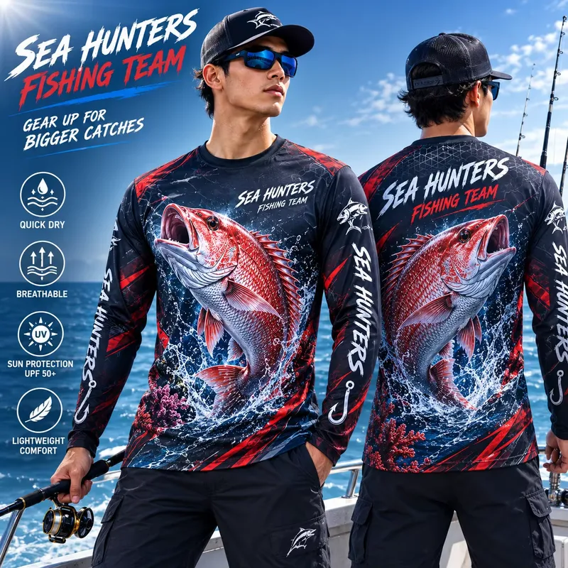 3D Print Casual Long Sleeve Re - Fishing Shirt Uv Protection ulasan dan harga