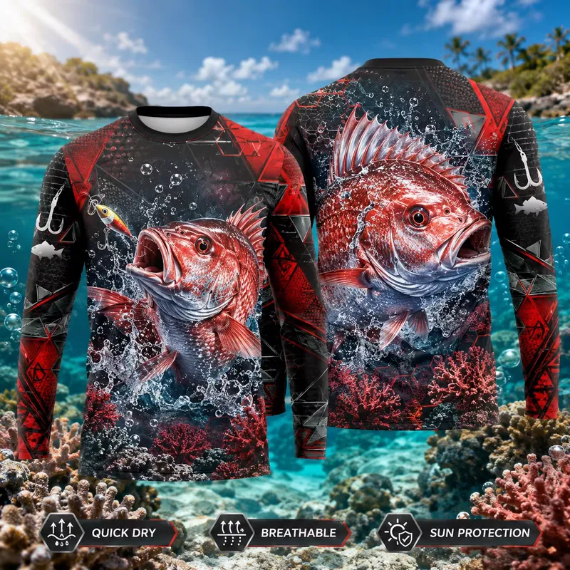 3D Print Casual Long Sleeve Re - Fishing Shirt Uv Protection ulasan dan harga