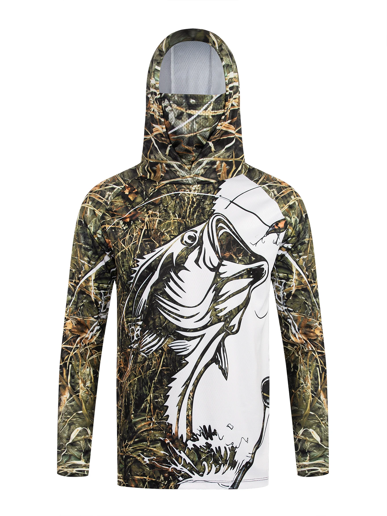 Men Hooded Fishing Shirt Long  - Fishing Mask Sun Protection ulasan dan harga