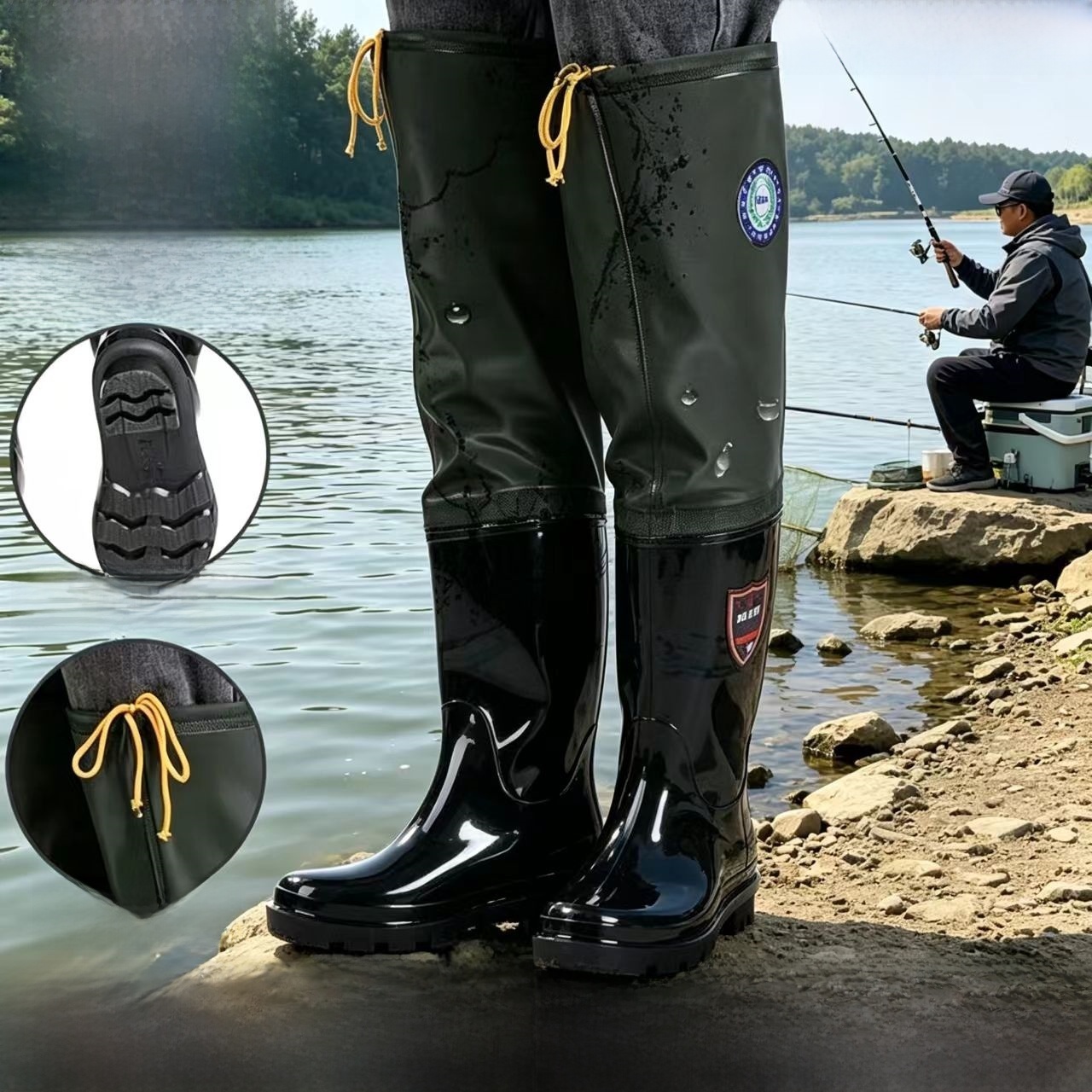 Thickened Over-Knee Rain Boots - Fishing Rain Suit ulasan dan harga