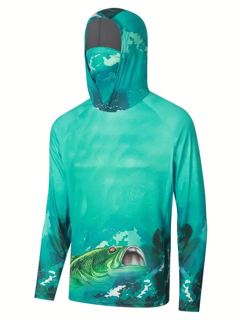Fishing Shirt Hooded Men Fishi - Fishing Mask Sun Protection ulasan dan harga