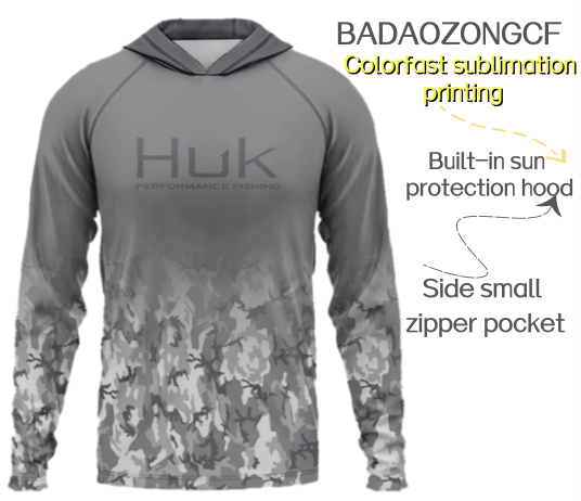 HUK Men's Hoodies Fishing Clot - Fishing Shirt Uv Protection ulasan dan harga